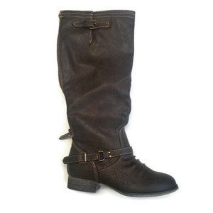 Breckelles Womens Size 6 Outlaw 81 Casual Textured Riding Boots Brown Back Zip